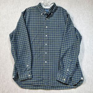 Ralph Lauren Shirt Mens XL Green Plaid Classic Fit Collared Button Down Vintage